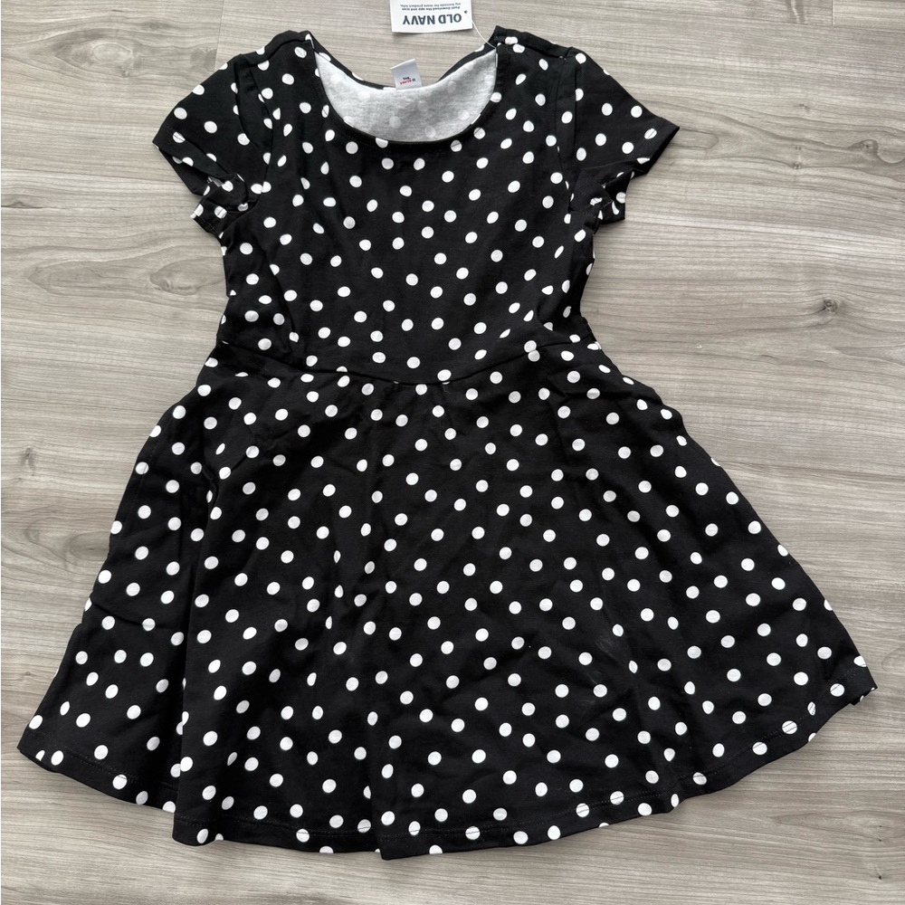 Old Navy Black & White Polka Dot Girls Dress